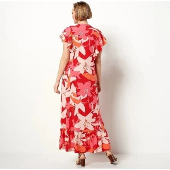 Studio Park x Amy Stran Regular Floral Effortless Maxi Dress Pink Floral 4X - Picture 2 of 2